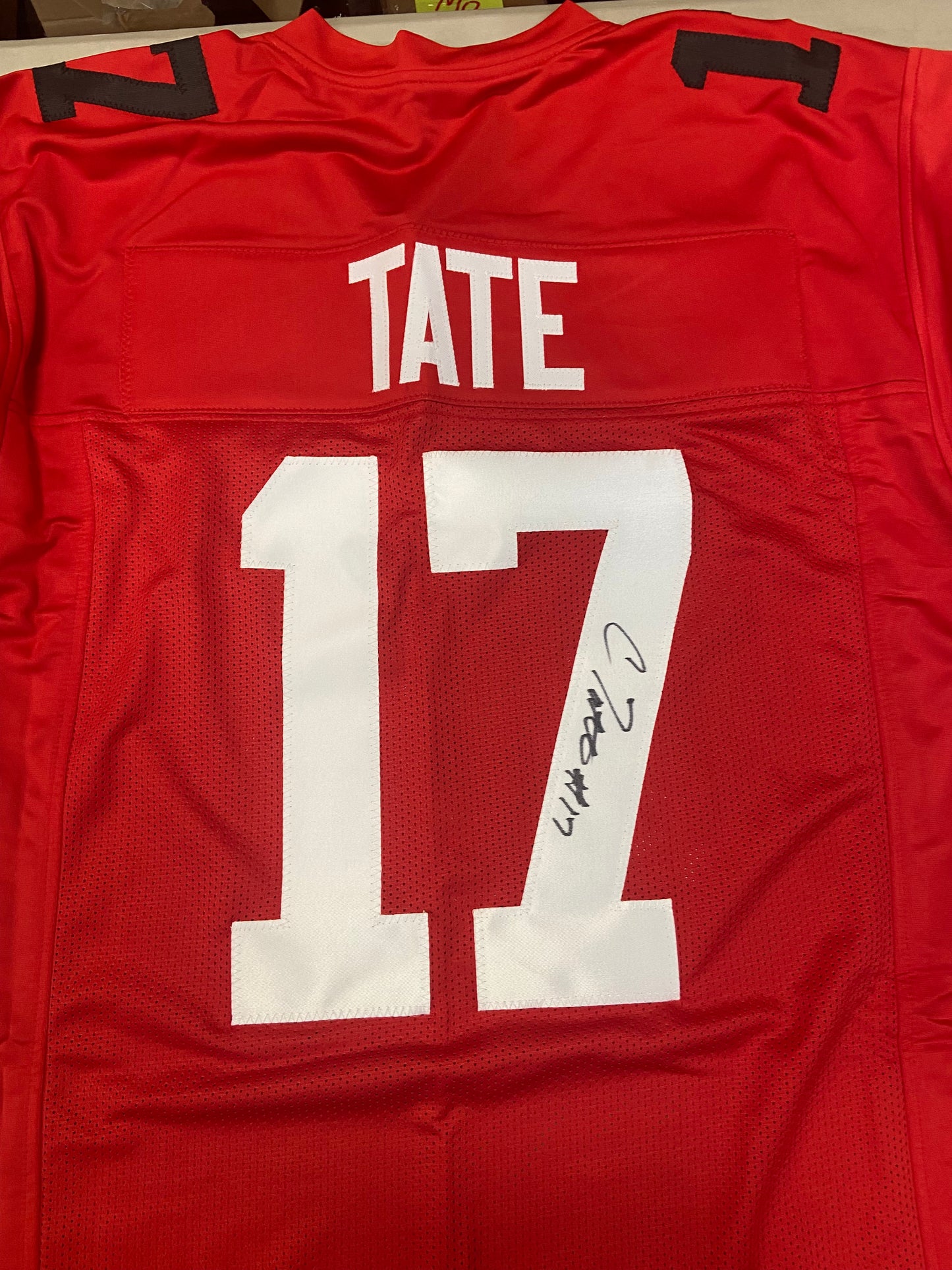Carnell Tate Autographed Red Custom Jersey