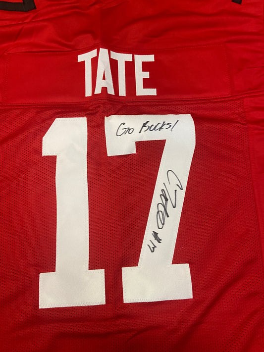 Carnell Tate Autographed "Go Bucks" Ohio State Custom Red Jersey