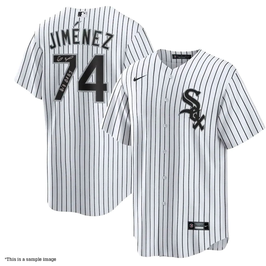 Eloy Jimenez Autographed Chicago White Sox Nike Home White Replica Jersey with "Big Baby" Inscription
