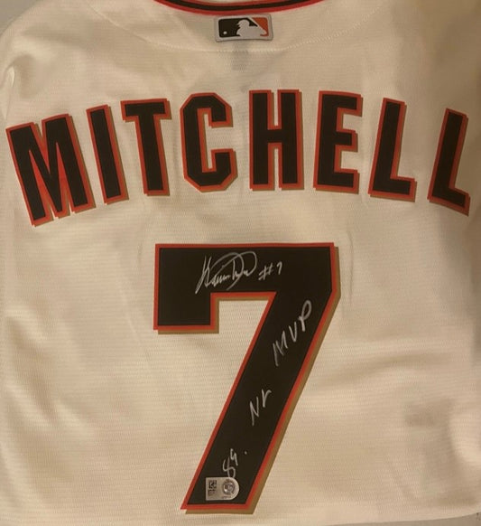 Kevin Mitchell Autographed "1989 NL MVP" Cream Giants Replica Jersey