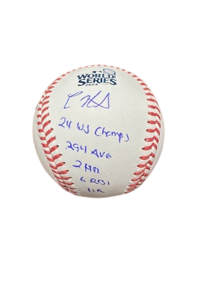 Kike Hernandez Autographed "24 WS Champs, .294 AVG, 2 HR, 6 RVI, 11 R" 2024 WS Logo Baseball