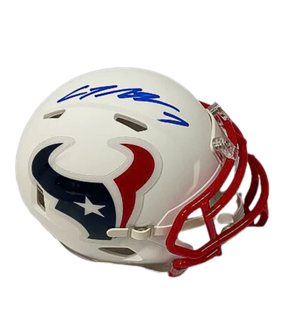 C.J. Stroud Autographed Houston Texans Riddell Flat White Speed Mini Helmet