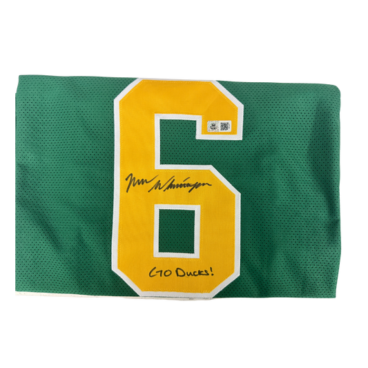 Noah Whittington Autographed "Go Ducks!" Green Custom Jersey