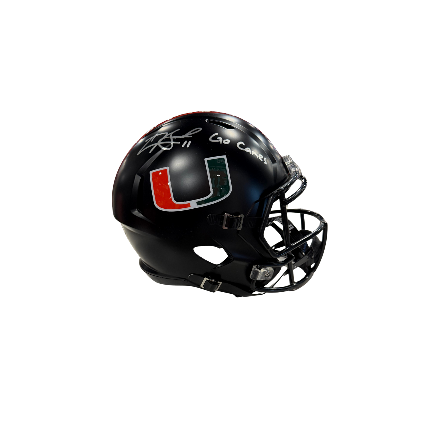 Carson Beck Autographed Go Canes Miami Hurricanes Black Full-Size Replica Helmet