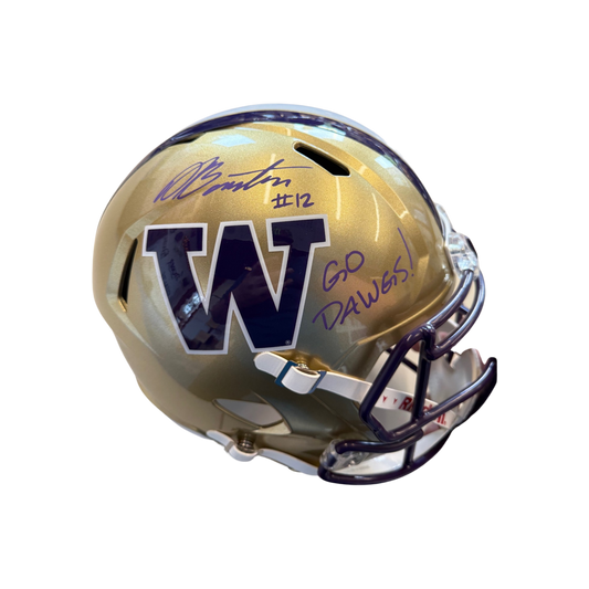 Denzel Boston Autographed "Go Dawgs" Washington Replica Football Helmet