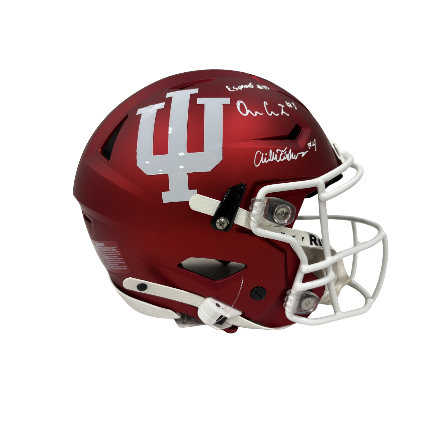 Elijah Sarratt, Omar Cooper Jr., Aiden Fisher Triple Autographed Indiana Speed Flex Authentic Football Helmet