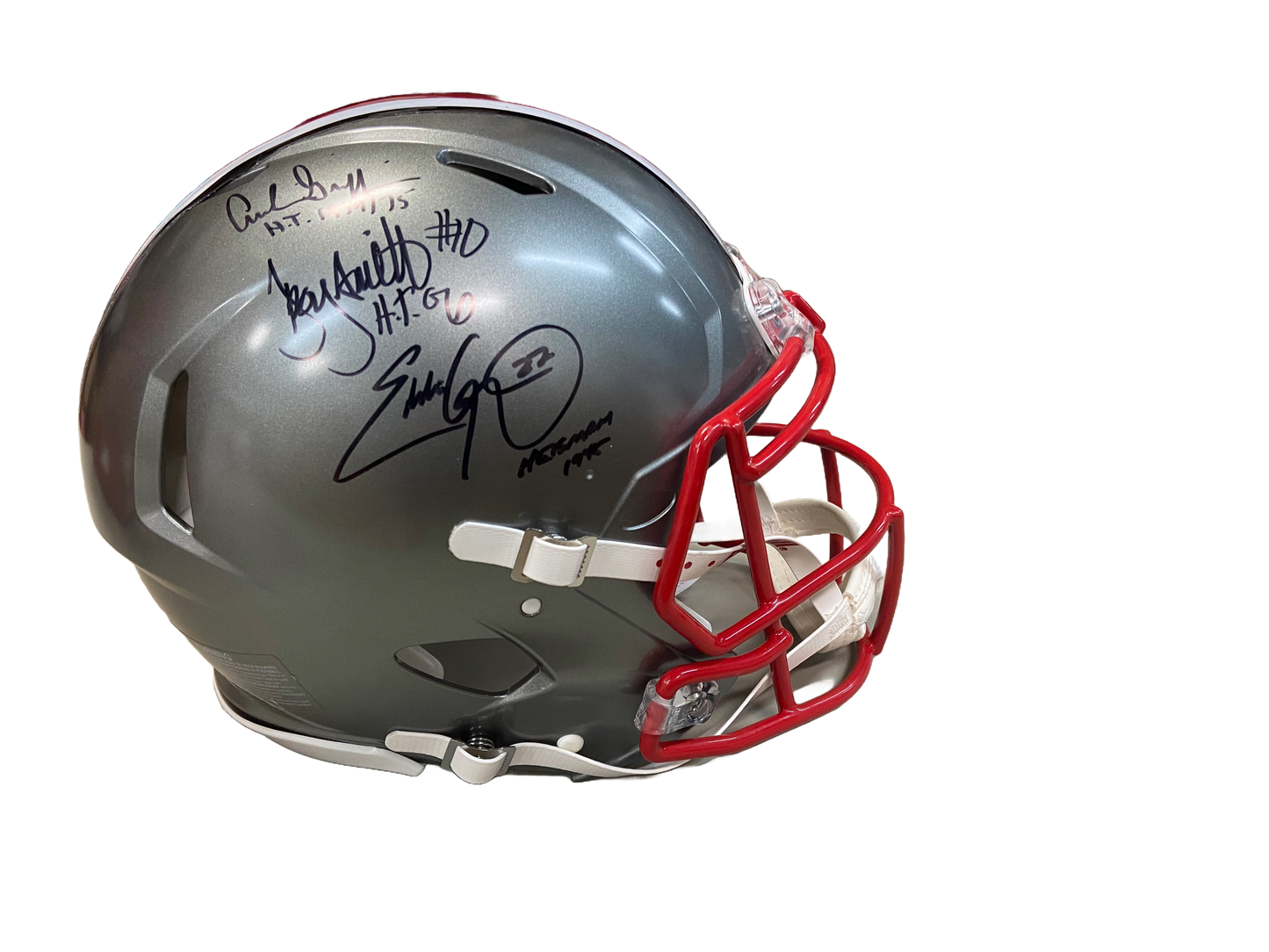 Ohio State Heismans Autographed "Heisman Inscriptions" Flash OSU FS Replica Helmet - Archie Griffin, Troy Smith & Eddie George