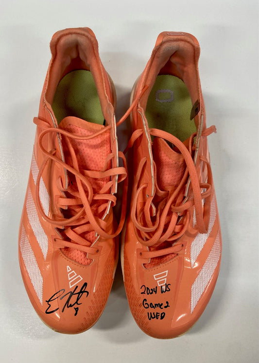 Kiké Hernández 2024 World Series Game Used, Autographed, and Inscribed Cleats (WS Game 2)