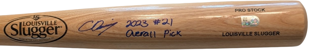 Chase Davis Autographed "2023 #21 Overall Pick" Blonde Louisville Slugger Bat
