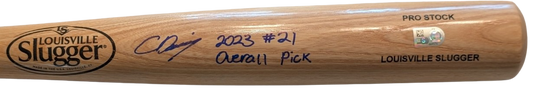 Chase Davis Autographed "2023 #21 Overall Pick" Blonde Louisville Slugger Bat