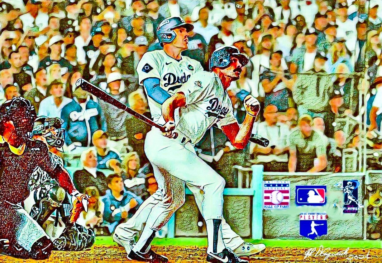 Freddie Freeman and Kirk Gibson 24x36 Canvas - #1 of 25