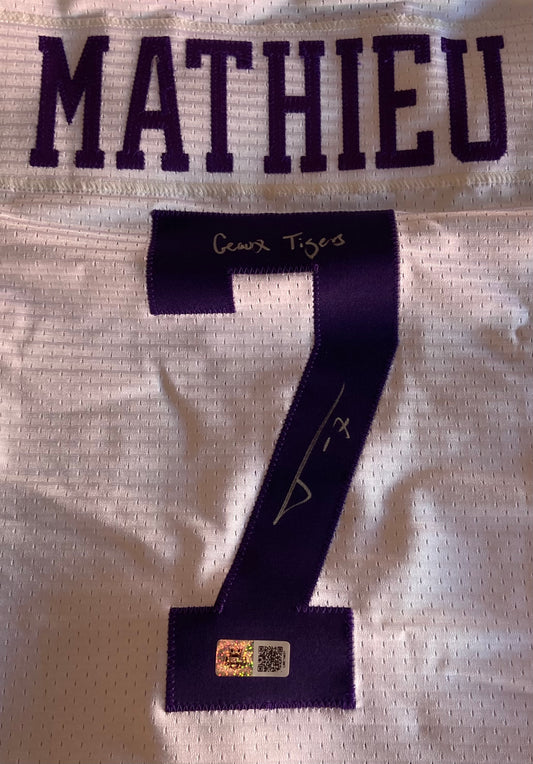 Tyrann Mathieu Autographed "Geaux Tigers" Authentic White Louisiana Jersey