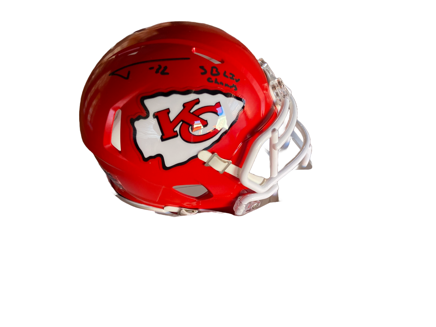 Tyrann Mathieu Autographed "SB LIV Champs" Chiefs Mini Football Helmet (Black Signature)