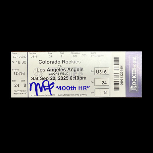 Mike Trout Autographed Colorado Rockies vs. Los Angeles Angels 10/20/2025 Ticket - (PRESALE)