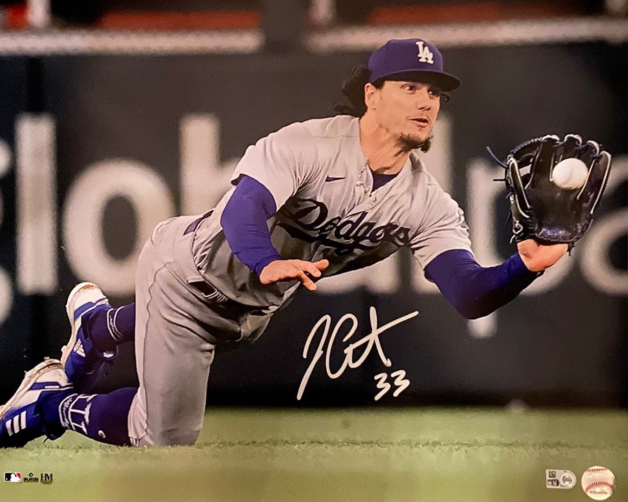 James Outman Autographed Diving 16x20