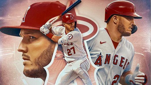 Mike Trout Autographed 16x20 Print - Designed by Artist Brian Konnick