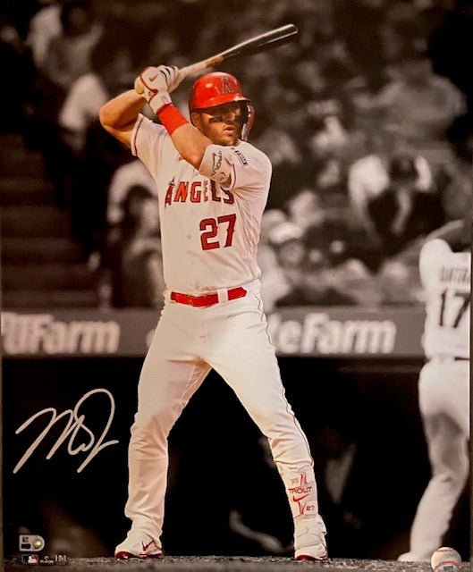 Mike Trout Autographed 16x20 - Batting Stance Spotlight