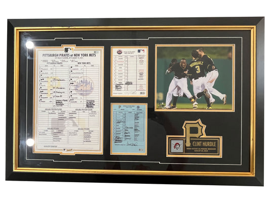 Clint Hurdle Framed Autographed 400th Victory as Pirates Manager Game Used Lineup Card - Player's Closet Project