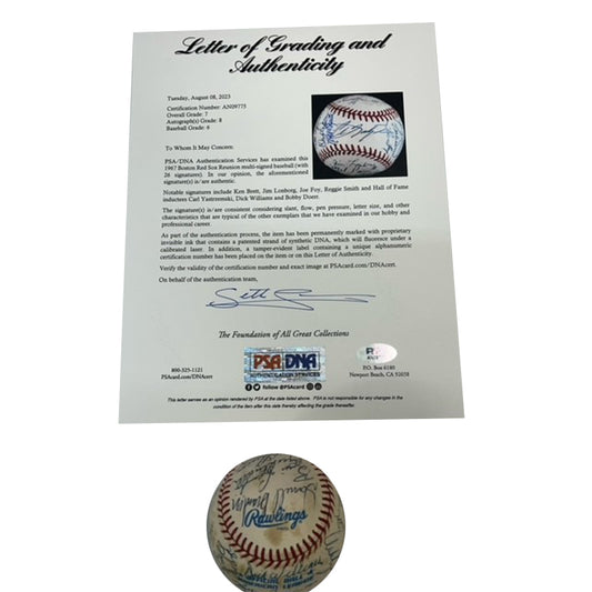 1967 Boston Red Sox Team Reunion Autographed Baseball PSA Grade 7