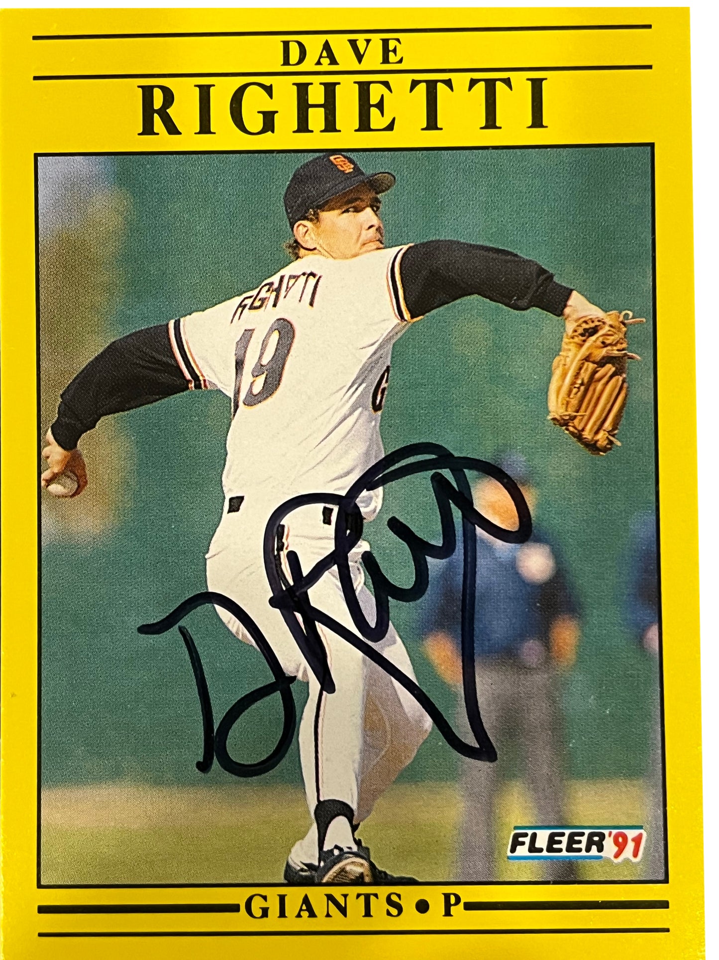 Dave Righetti 1991 Fleer Autographed Baseball Card - Player's Closet Project