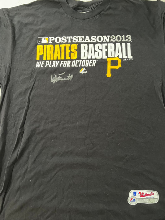 Kyle Farnsworth Autographed Pittsburgh Pirates Postseason Pirates Baseball We Play For October T-Shirt - Player's Closet Project