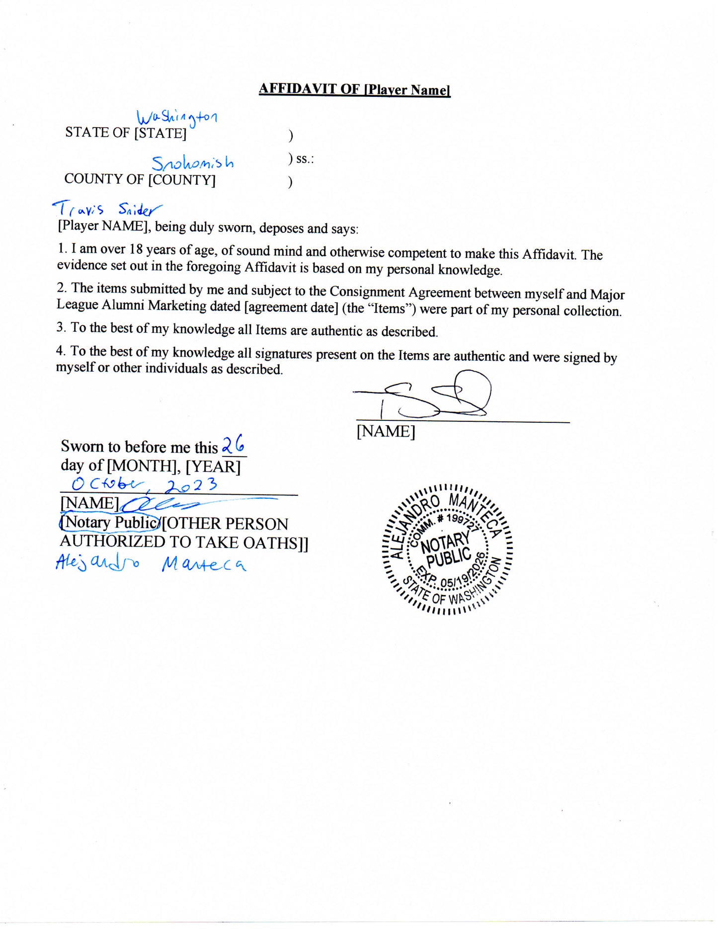 Authentic Autographed Memorabilia