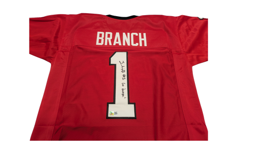 Zachariah Branch Autographed "Go Dawgs!" Red Georgia Custom Jersey