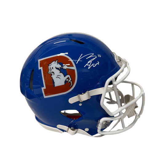 Bo Nix Autographed Denver Broncos Throwback Alternate Replica Helmet