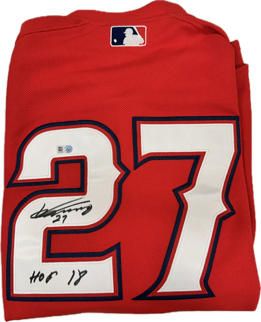 Vladimir Guerrero Sr. Autographed "HOF 18" Angels Red Batting Practice Jersey