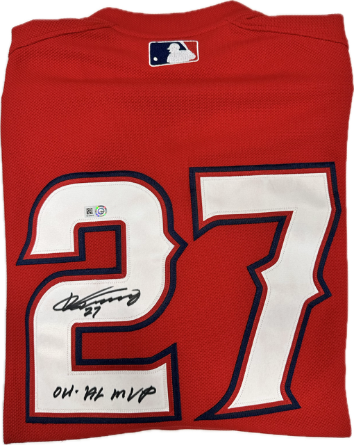 Vladimir Guerrero Sr. Autographed "04 AL MVP" Angels Red Batting Practice Jersey
