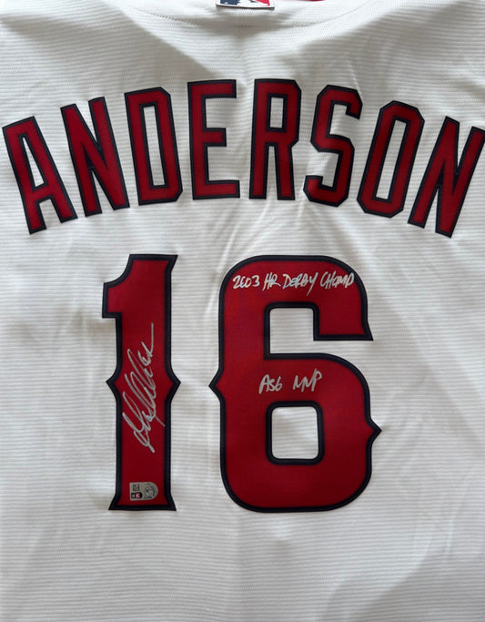 Garret Anderson Autographed "2003 HR Derby Champ & ASG MVP" White Angels Replica Jersey