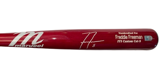 Freddie Freeman Autographed Red Game Model Bat