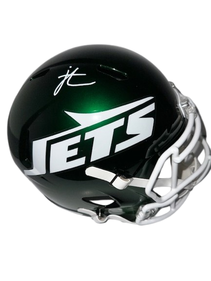 Jordan Travis Autographed Green New York Jets Replica Football Helmet