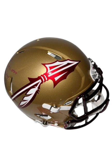 Jordan Travis Autographed "2023 ACC OPOY & ACC POY" Gold FSU Authentic Football Helmet