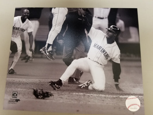 UNSIGNED Ken Griffey BW (sliding) 8x10