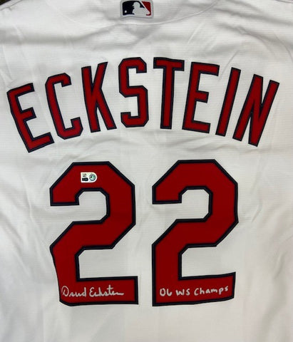 David Eckstein Autographed "06 WS Champs" Cardinals Replica Jersey