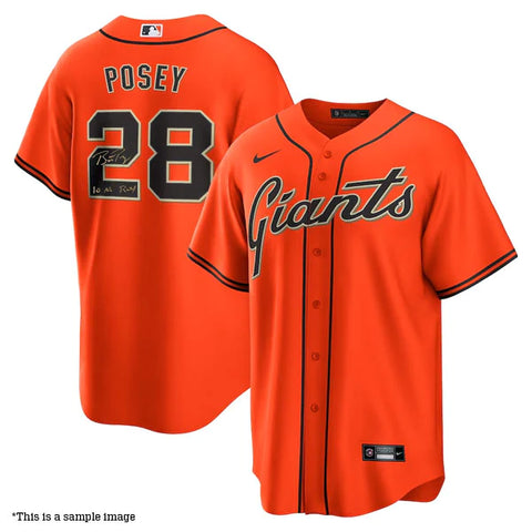 Buster Posey Autographed "10 NL ROY" Orange Giants Replica Jersey