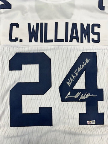 Cadillac Williams Autographed "War Eagle!" White Custom Jersey