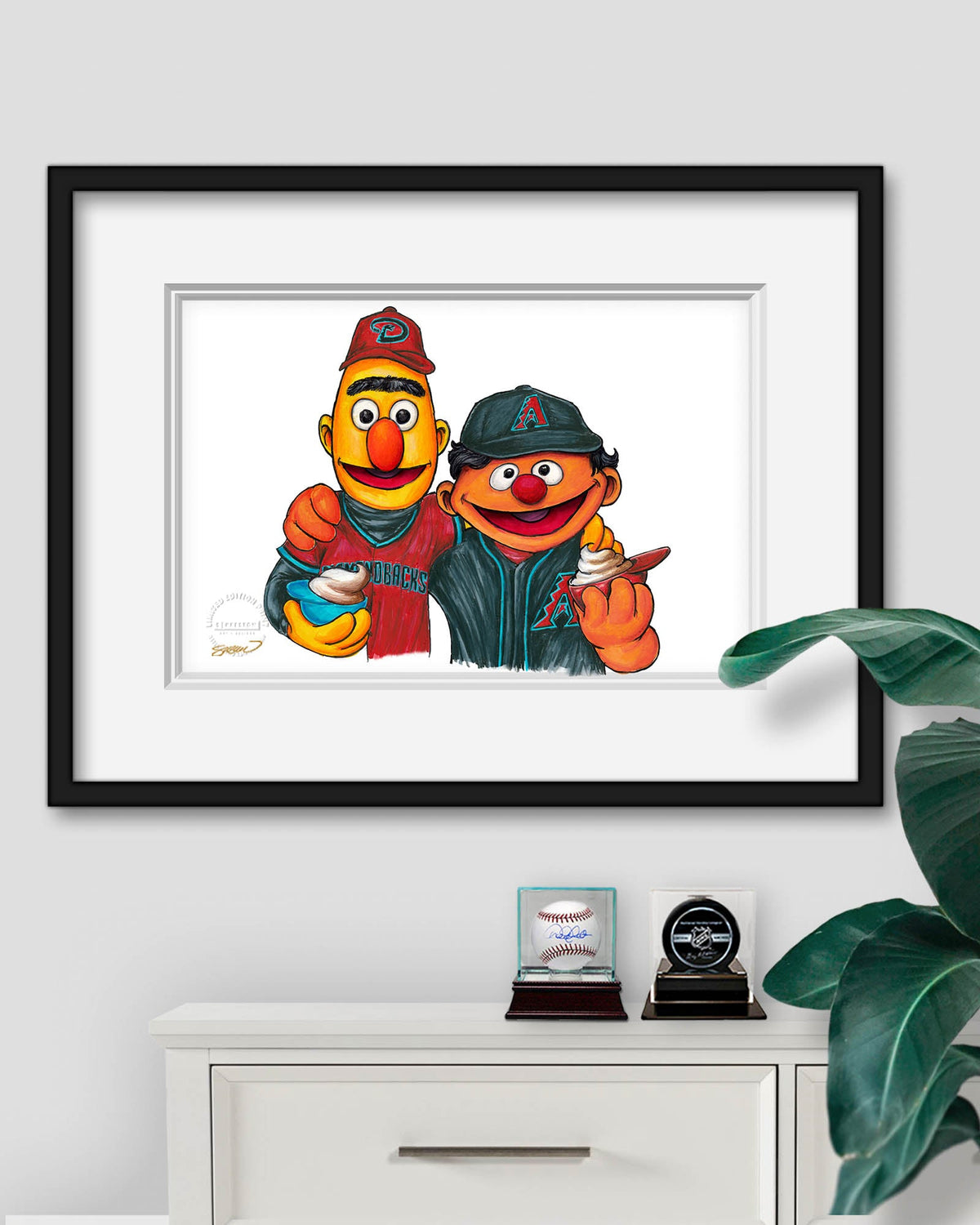 Bert and Ernie x MLB Diamondbacks Limited Edition Art Print