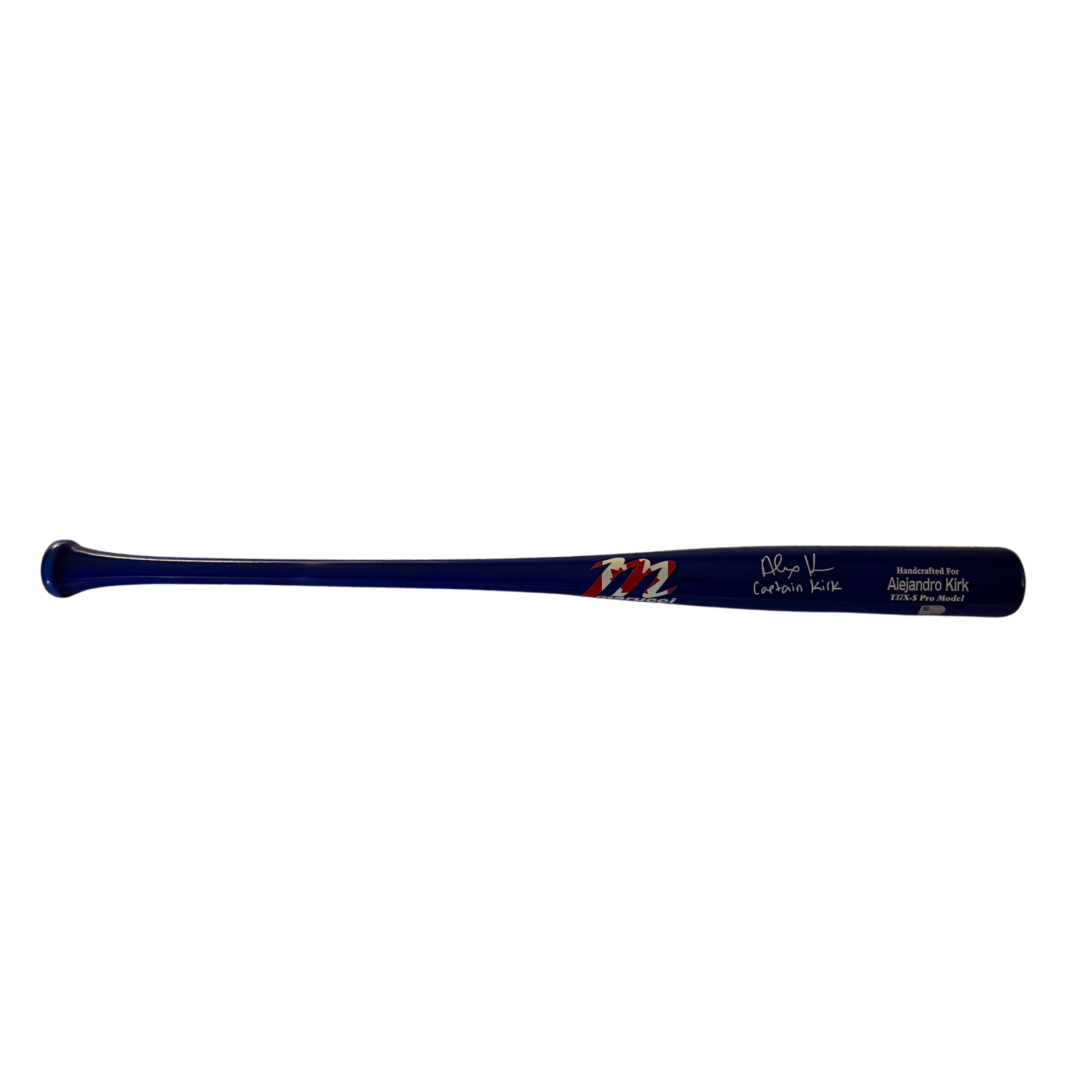Alejandro Kirk Autographed "Captain Kirk" Blue with Canadian Flag Marucci Logo Game Model Bat