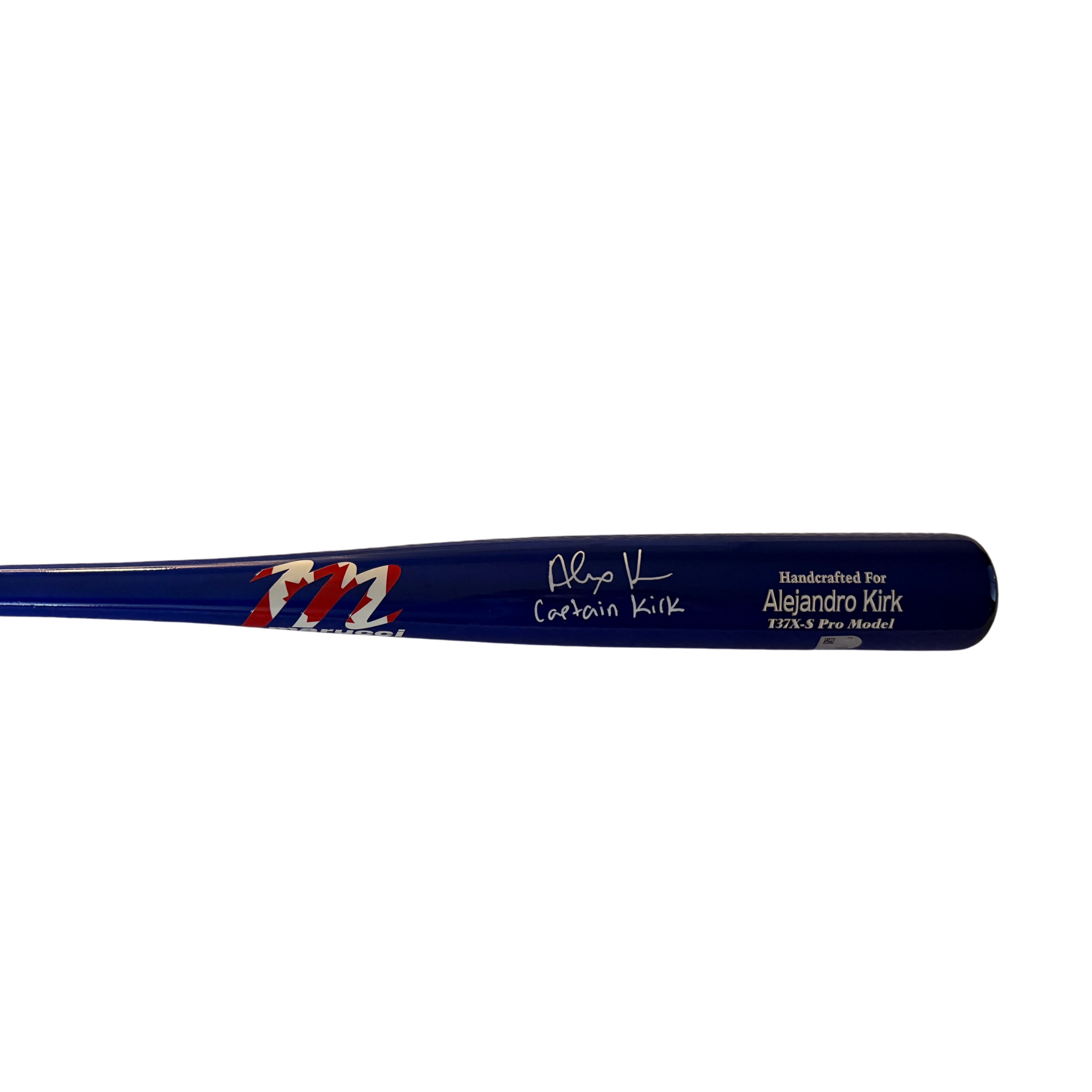 Alejandro Kirk Autographed "Captain Kirk" Blue with Canadian Flag Marucci Logo Game Model Bat