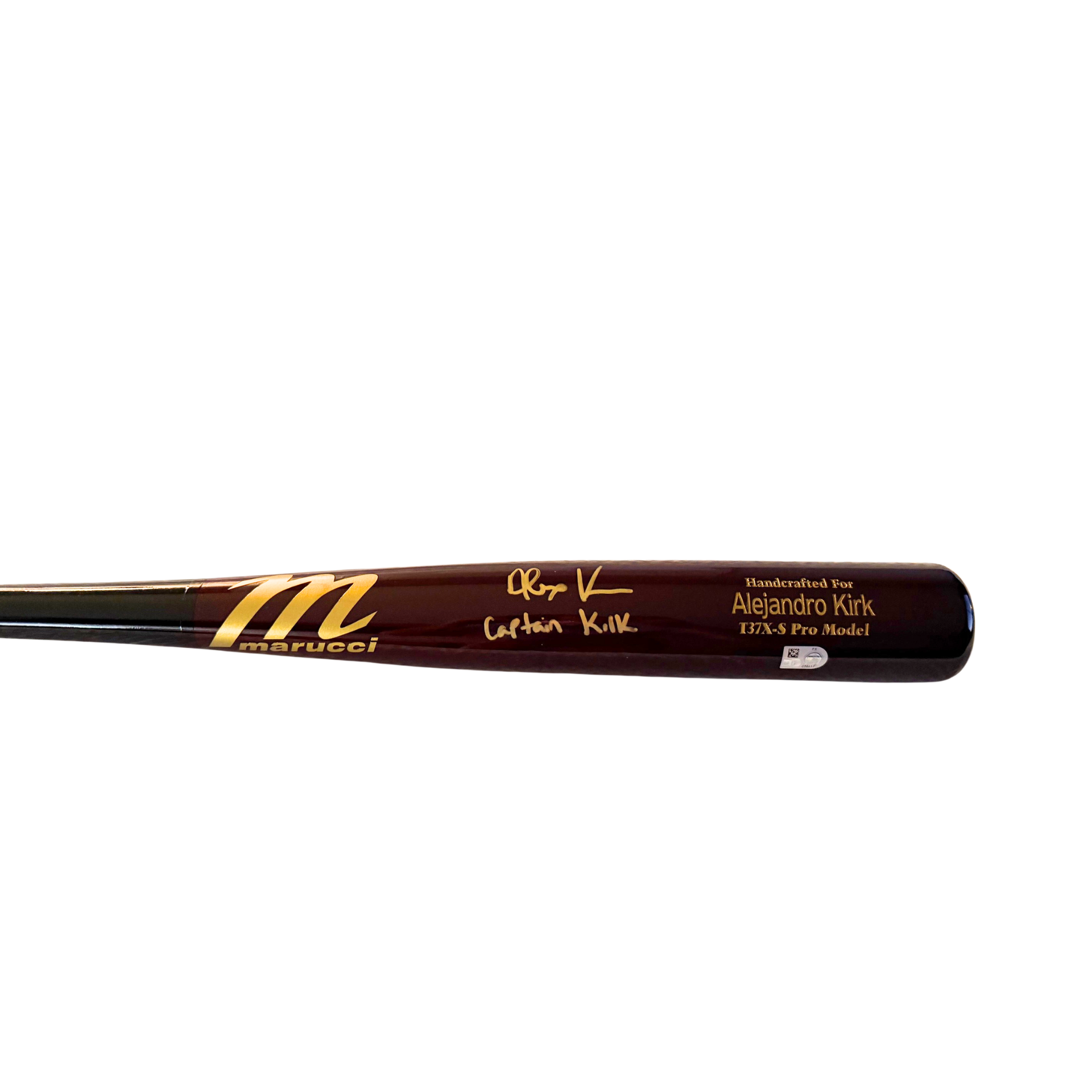 Alejandro Kirk Autographed "Captain Kirk" Cherry Marucci Game Model Bat