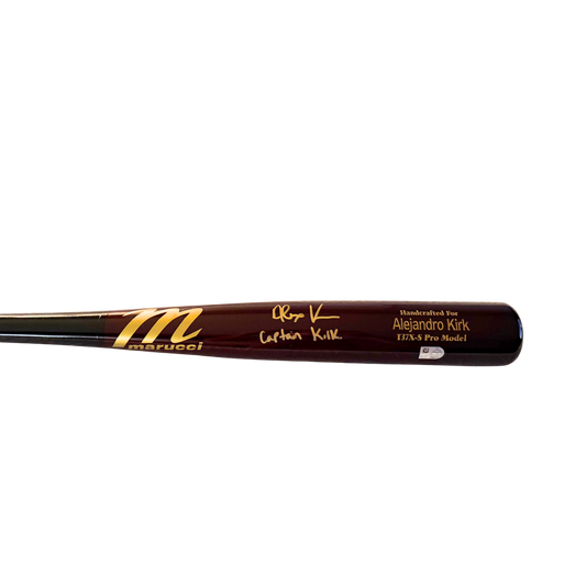 Alejandro Kirk Autographed "Captain Kirk" Cherry Marucci Game Model Bat