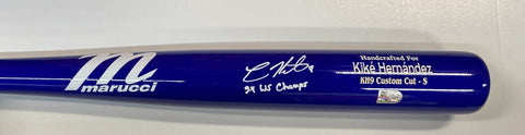 Kiké Hernandez Autographed Blue Game Model Bat Inscribed "24 WS Champs"