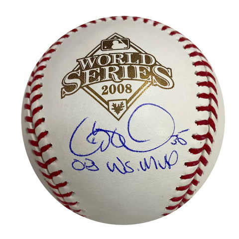 Cole Hamels Autographed "08 WS MVP" 2008 WS Logo Baseball