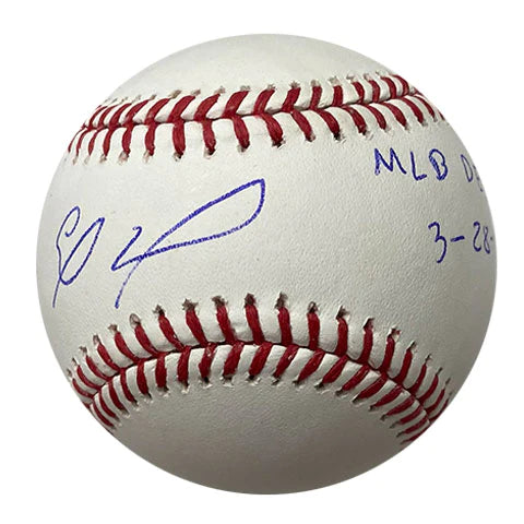 Eloy Jimenez Autographed ROML Baseball with "MLB Debut 3-28-19" Inscription