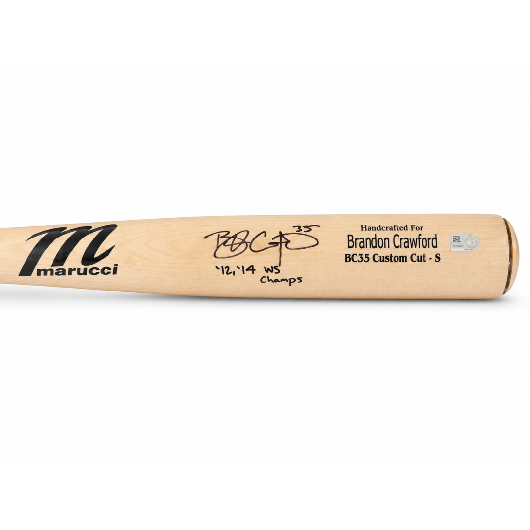 Brandon Crawford Autographed "12,14 WS Champs" Game Model Marucci Bat