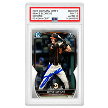Bryce Eldridge Autographed San Francisco Giants 1st Bowman Chrome Rookie Baseball Card PSA Graded Mint 9 AUTO 10
