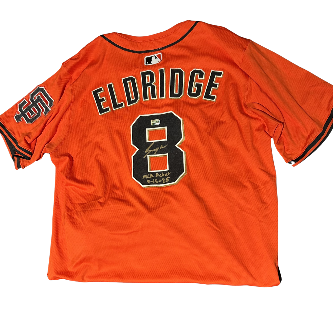 Bryce Eldridge Autographed MLB Debut 9/15/25 Giants Orange Authentic Jersey