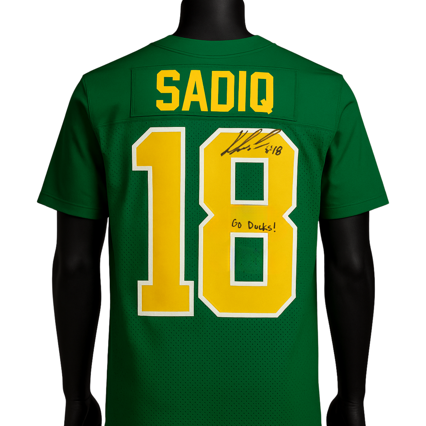 Kenyon Sadiq Autographed "Go Ducks!" Green Custom Jersey